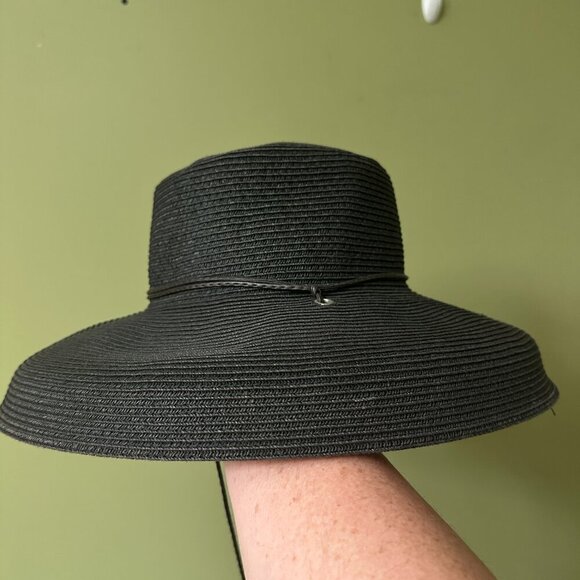 World Market Straw Hat Gray Adjustable Strap Beach Resort Vacation - Picture 1 of 9